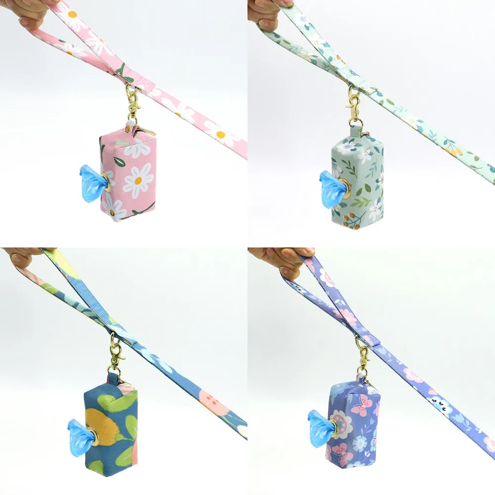 Flower Printed Dog Leash With Bag