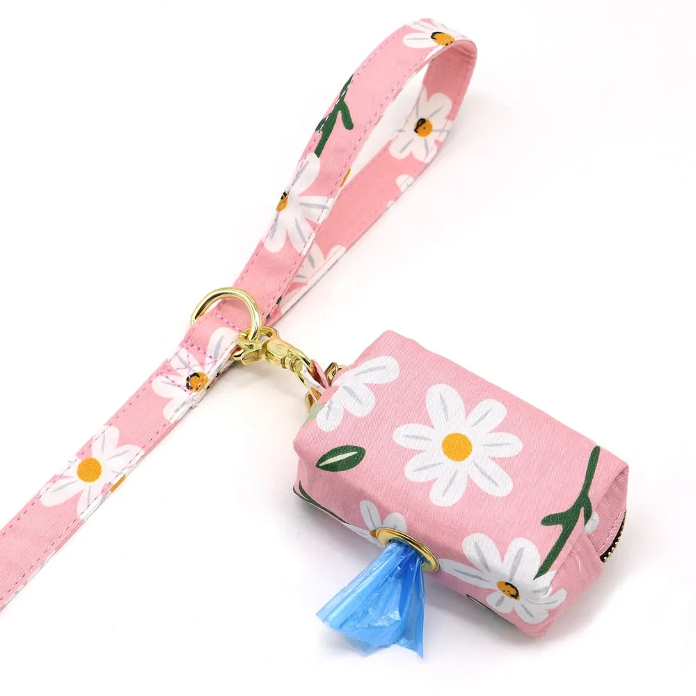 Flower Printed Dog Leash With Bag