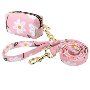 Flower Printed Dog Leash With Bag