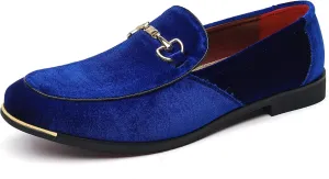 FLQL Men's Luxury Velvet Penny Loafers Shoes Embroidery Suede Dress Loafers Daily Boats Shoes for Party Wedding Prom Size 7-13