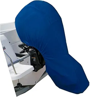 FLYMEI Outboard Motor Cover Fit 150-225 HP Motor, Full Boat Motor Cover Waterproof 600D Heavy Duty Oxford Fabric with PVC Coating, Windproof Outboard Engine Hood Covers with Zipper, Universal, Blue