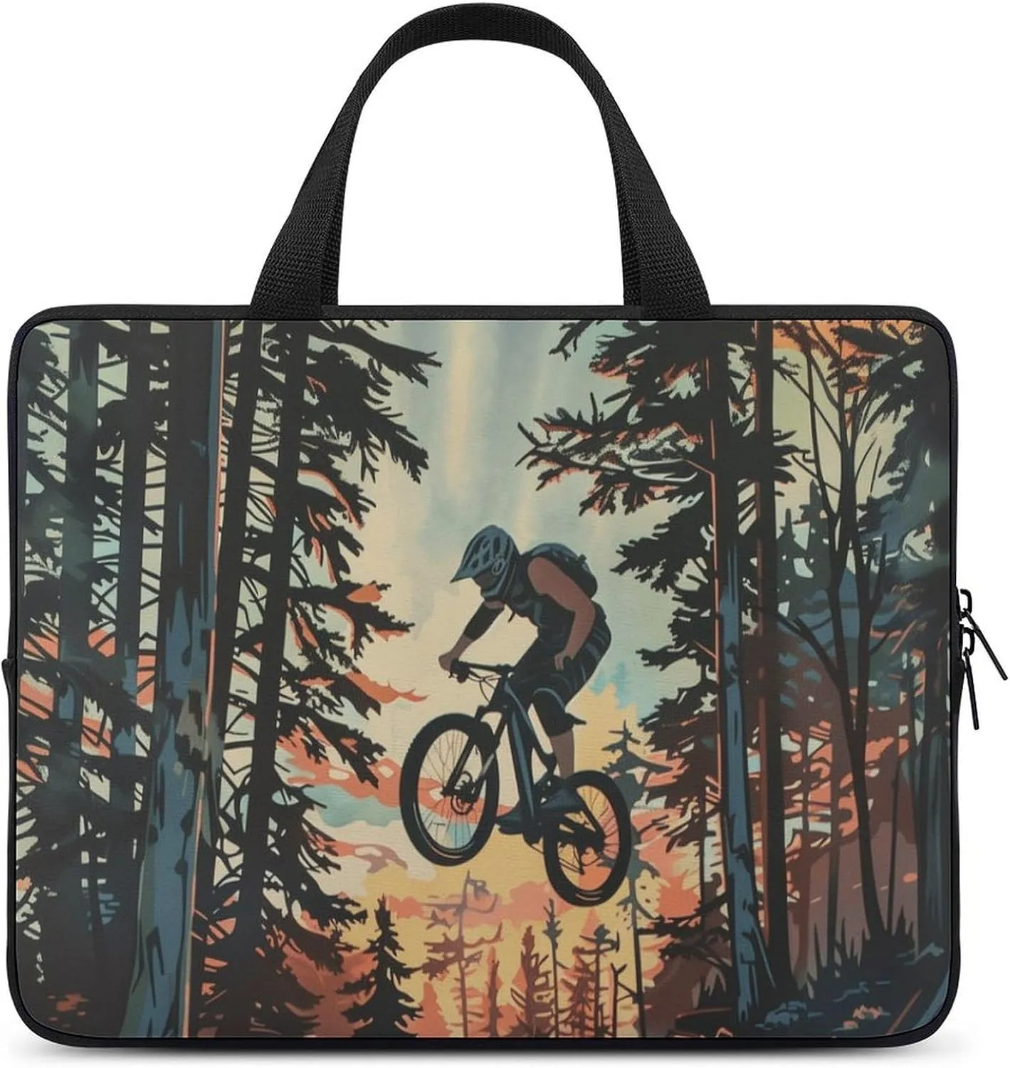 Forest Off-Road Riding Laptop Bag Laptop Case Computer Messenger Bag with Adjustable Shoulder Strap