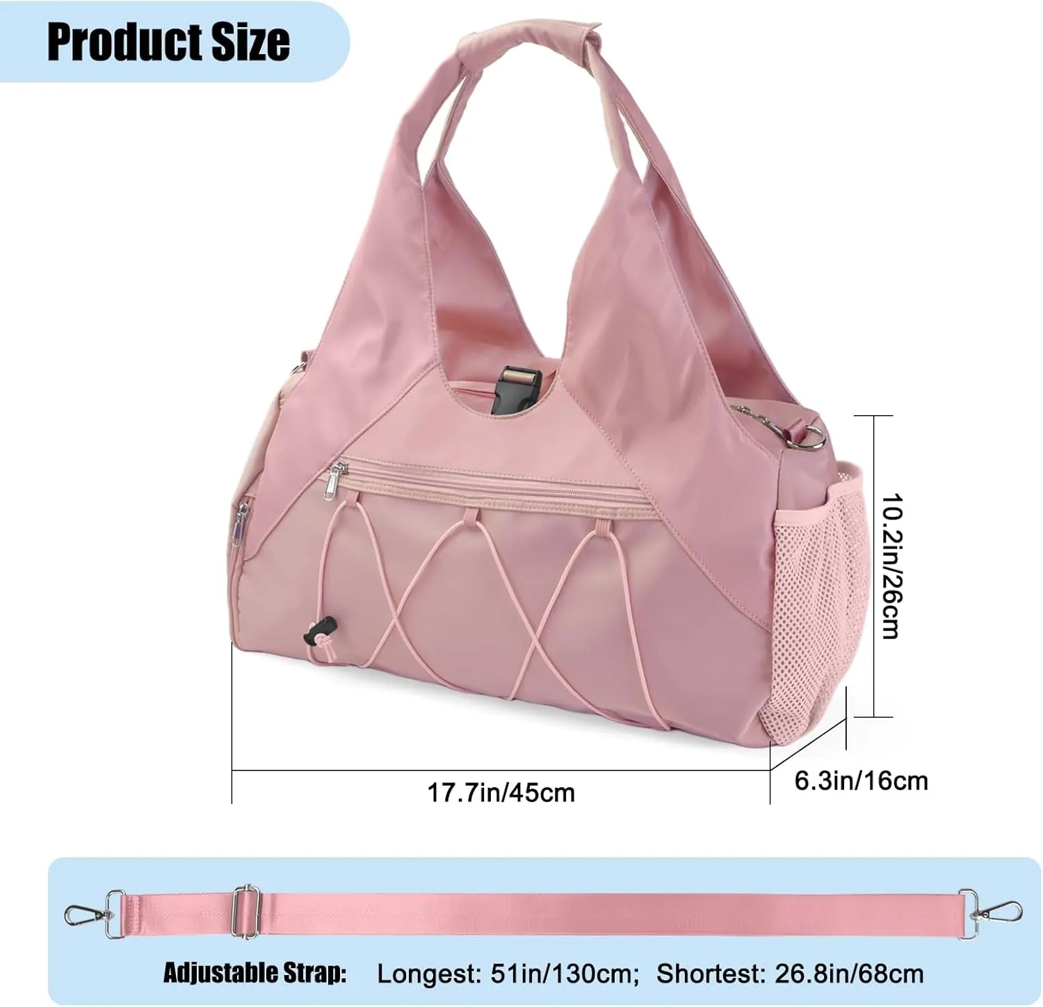 Forestfish Gym Bag For Women With Yoga Mat Holder & Shoe Compartment & Wet Dry Storage Pocket & Adjustable Strap