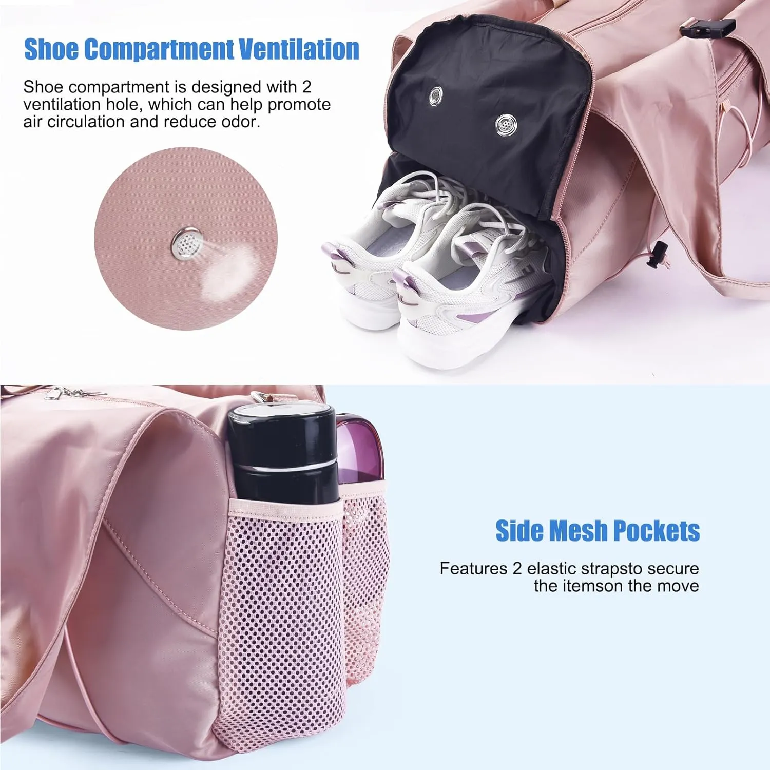 Forestfish Gym Bag For Women With Yoga Mat Holder & Shoe Compartment & Wet Dry Storage Pocket & Adjustable Strap