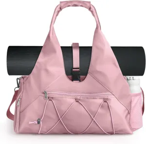 Forestfish Gym Bag For Women With Yoga Mat Holder & Shoe Compartment & Wet Dry Storage Pocket & Adjustable Strap