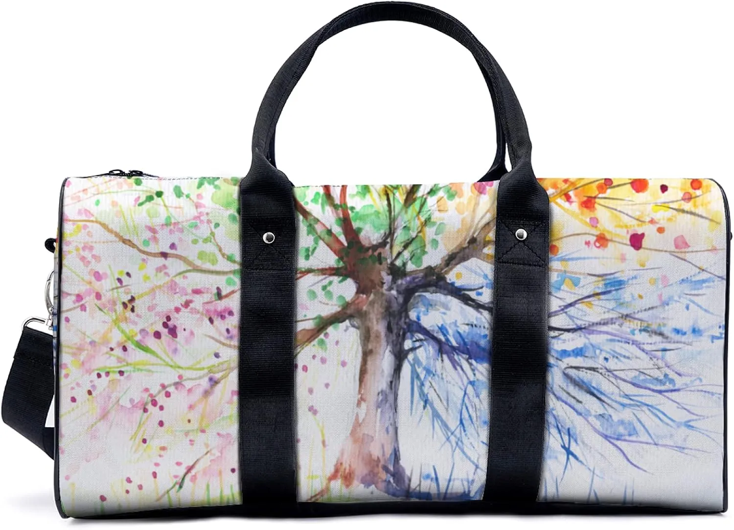 Four Seasons Tree Illustration Duffel Bag Travel Yoga Camping Gym Shoulder Bags Sports Handbag Lightweight canvas Tote Bag Holdall for Men Women