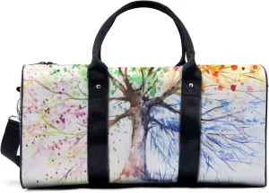 Four Seasons Tree Illustration Duffel Bag Travel Yoga Camping Gym Shoulder Bags Sports Handbag Lightweight canvas Tote Bag Holdall for Men Women