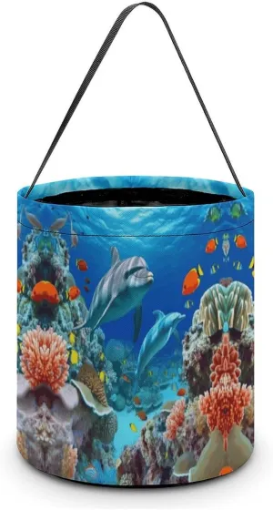 Fructose Bag, Seabed Coral Fish Dolphins Printed Fructose Bag,Halloween Candy Bag,travel Storage Bag,candy Basket