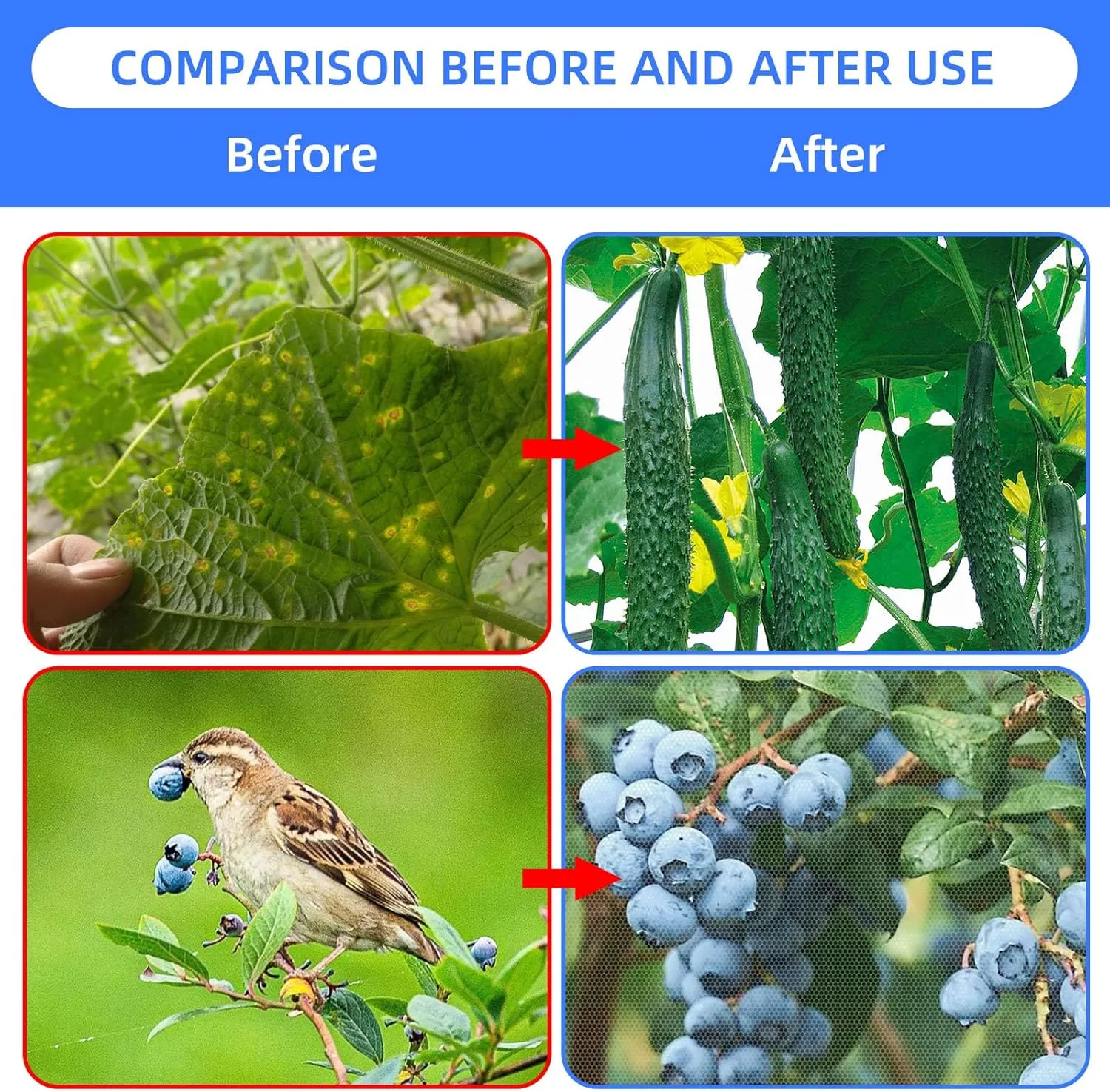 Fruit Protection Bags with Drawstring, 4 Packs Blueberry Bush Netting, Ultra-Fine Mesh Garden Insect Tree Cover, Plant Cover for Pest, Insect Bird Barrier Netting-3.3 x 4.9Ft