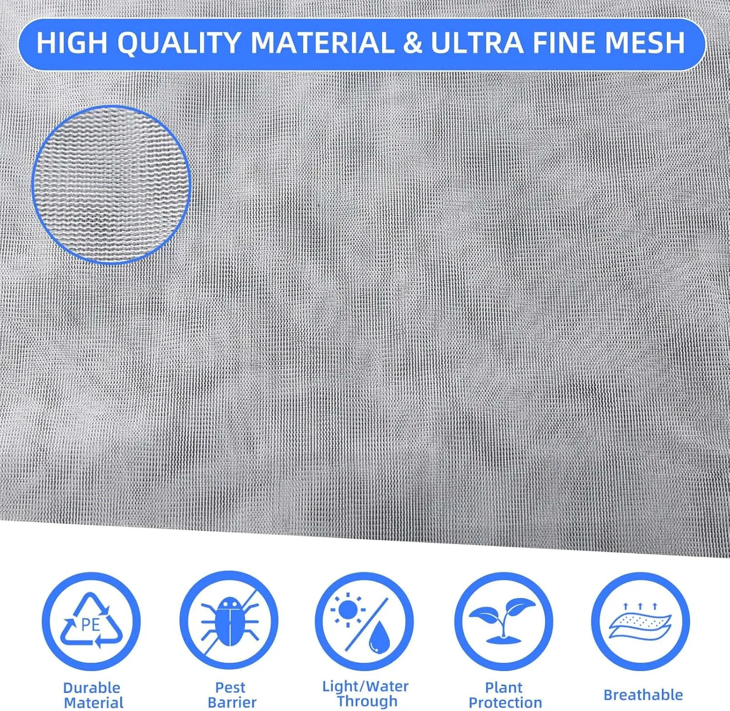 Fruit Protection Bags with Drawstring, 4 Packs Blueberry Bush Netting, Ultra-Fine Mesh Garden Insect Tree Cover, Plant Cover for Pest, Insect Bird Barrier Netting-3.3 x 4.9Ft