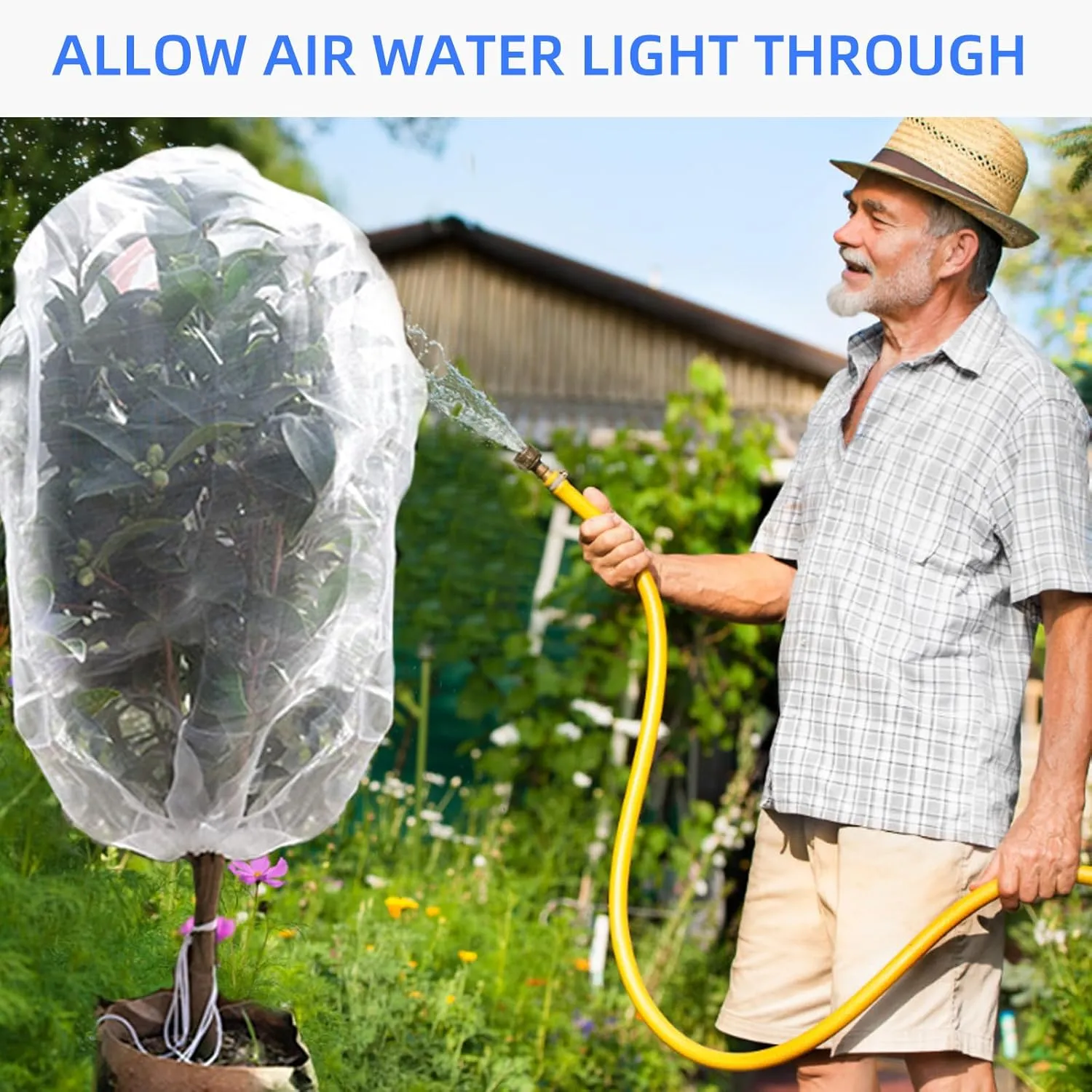 Fruit Protection Bags with Drawstring, 4 Packs Blueberry Bush Netting, Ultra-Fine Mesh Garden Insect Tree Cover, Plant Cover for Pest, Insect Bird Barrier Netting-3.3 x 4.9Ft