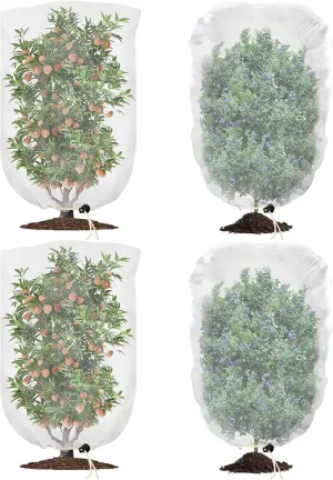 Fruit Protection Bags with Drawstring, 4 Packs Blueberry Bush Netting, Ultra-Fine Mesh Garden Insect Tree Cover, Plant Cover for Pest, Insect Bird Barrier Netting-3.3 x 4.9Ft