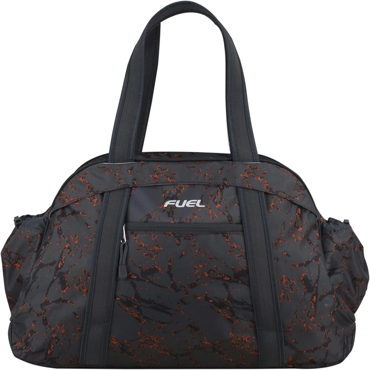 Fuel Sport Carryall Duffel For Gym, Travel or Weekend get-away, Gray Marble Print with hint of Orange/Graphite Trim One_Size