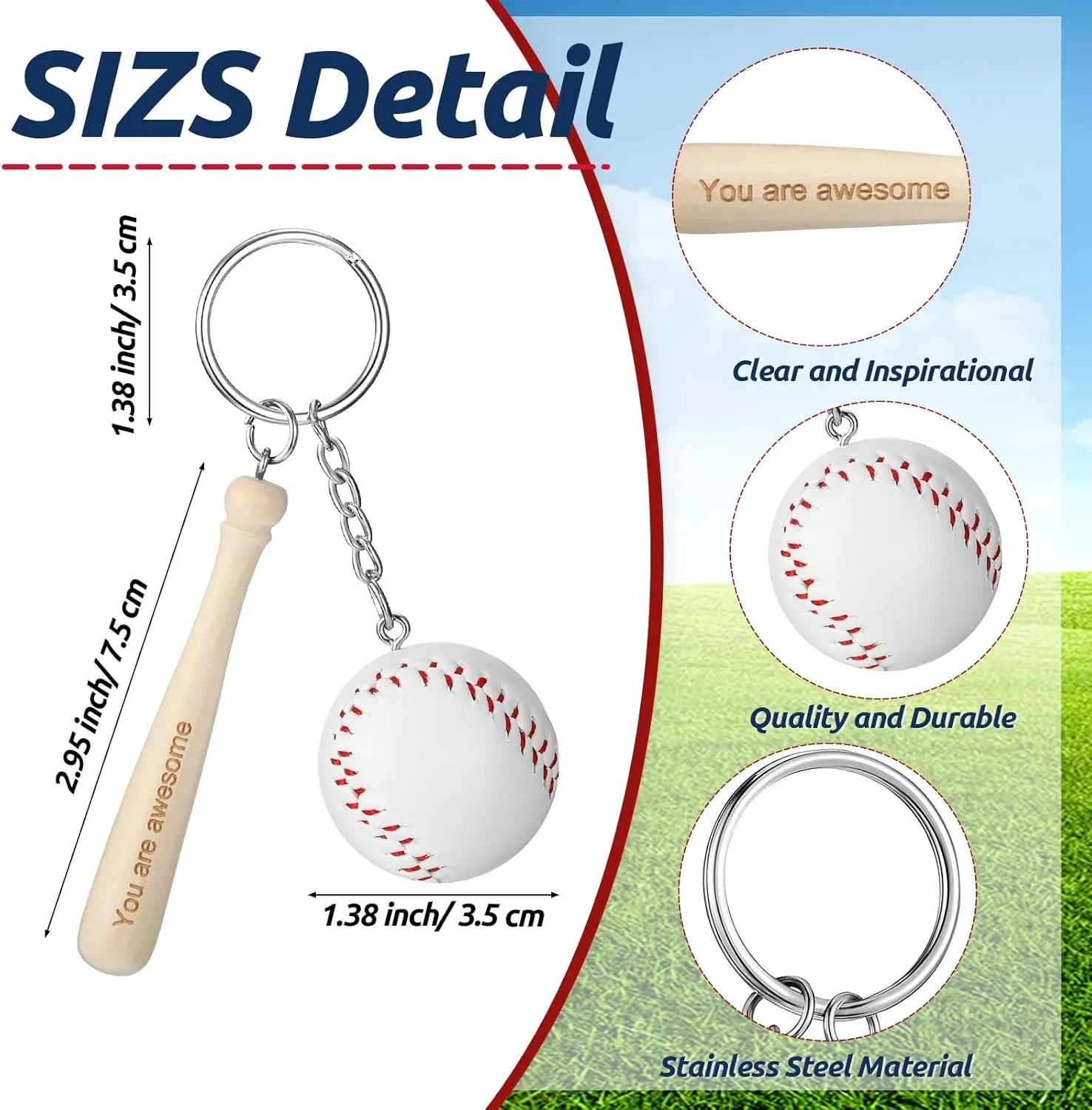 Fumete 12 Set Sports Party Favors Keychain End of Season Team Gifts Thank You Cards Organza Bags Supplies