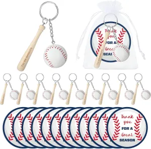 Fumete 12 Set Sports Party Favors Keychain End of Season Team Gifts Thank You Cards Organza Bags Supplies