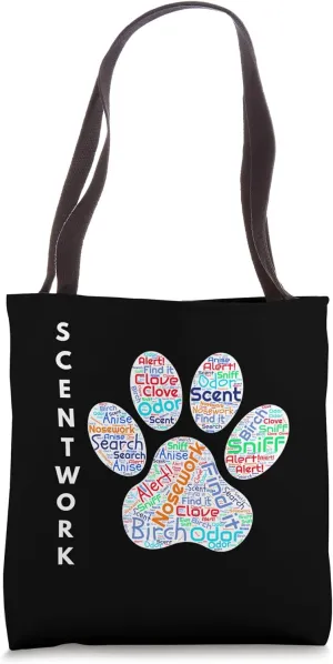 Fun Dog Scentwork design - dog nose birch clove anise words Tote Bag
