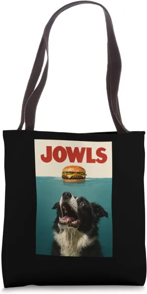 Funny Border Collie Jowls Dog Burger Design Tote Bag