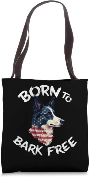 Funny Collie Dog Vintage Border Collie American Flag Tote Bag