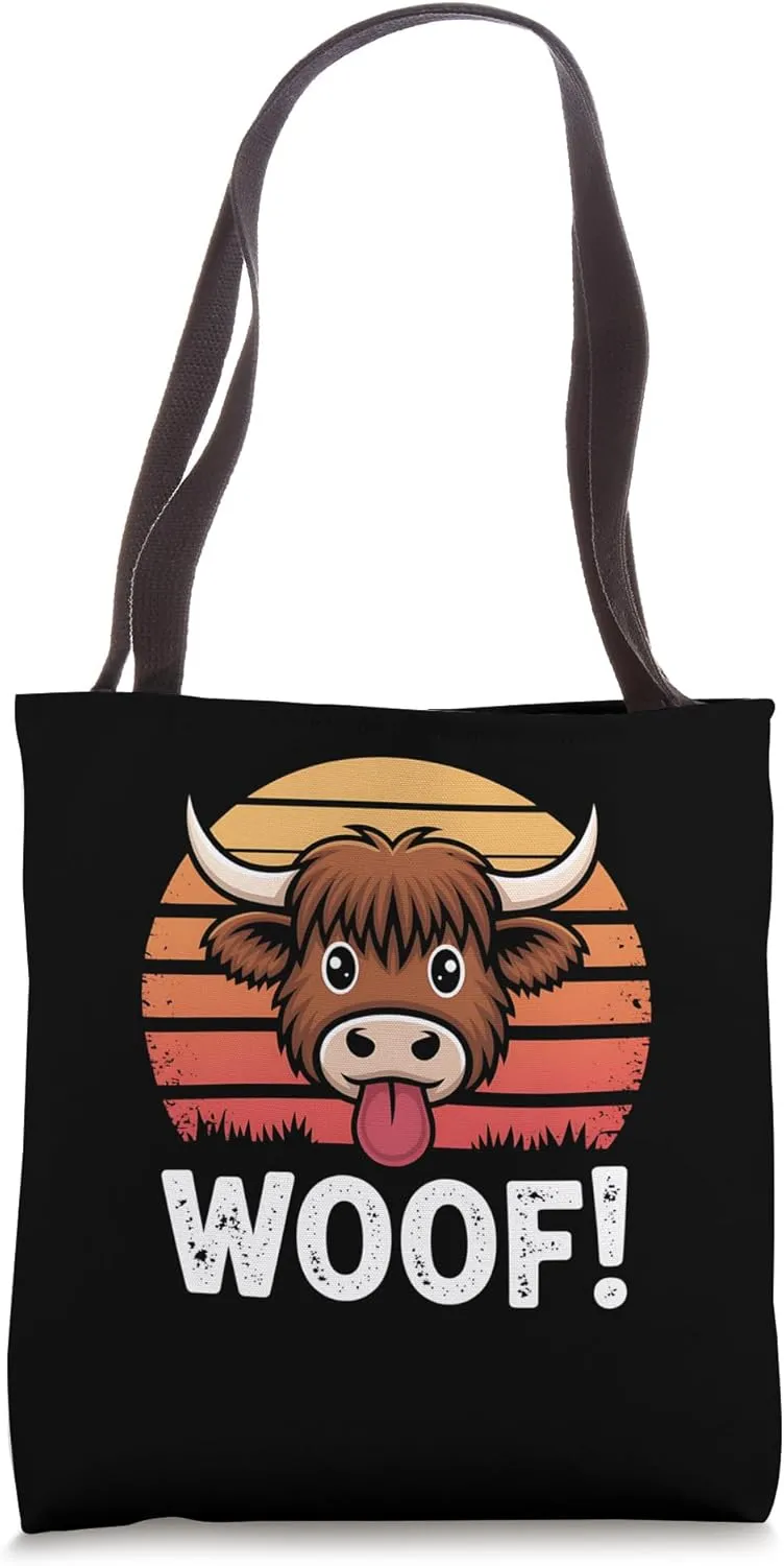 Funny Cow Bull Cattle Steer Vintage Sunset For Kids Farm Tote Bag