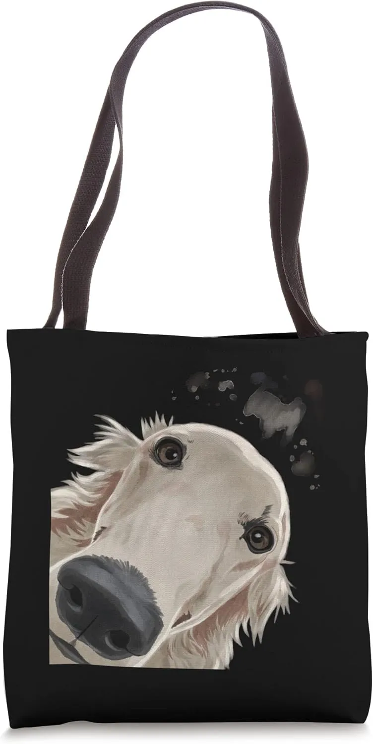 Funny Curious Dog Borzoi Tote Bag