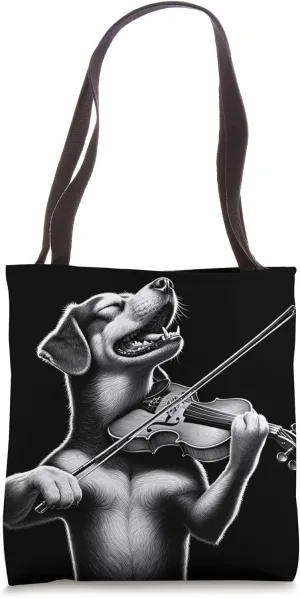 Funny Dog Playing Violin Violinist Orchestra Musician Tote Bag