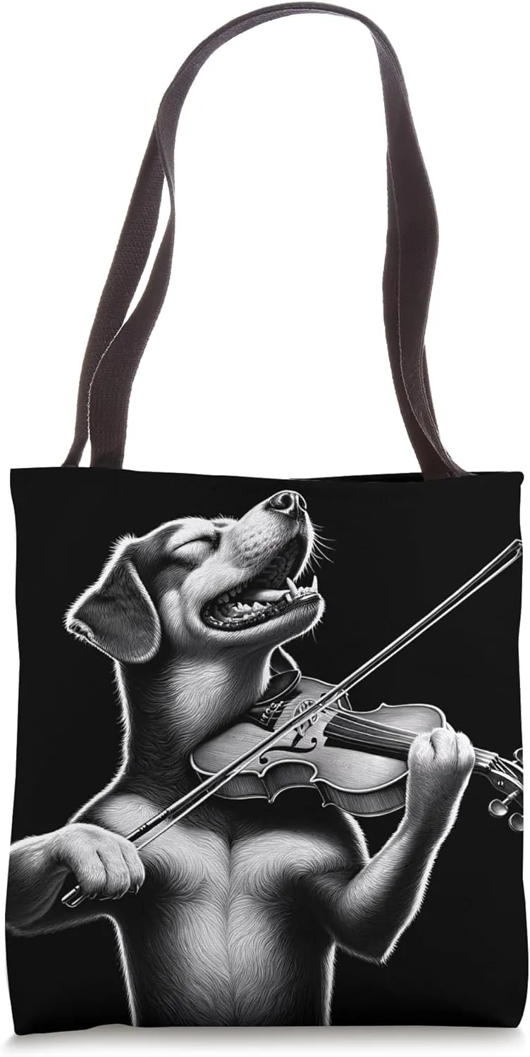 Funny Dog Playing Violin Violinist Orchestra Musician Tote Bag