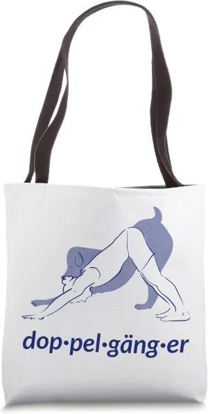 Funny Doppelganger Yoga Downward Dog Pose Spirit Animal Tote Bag