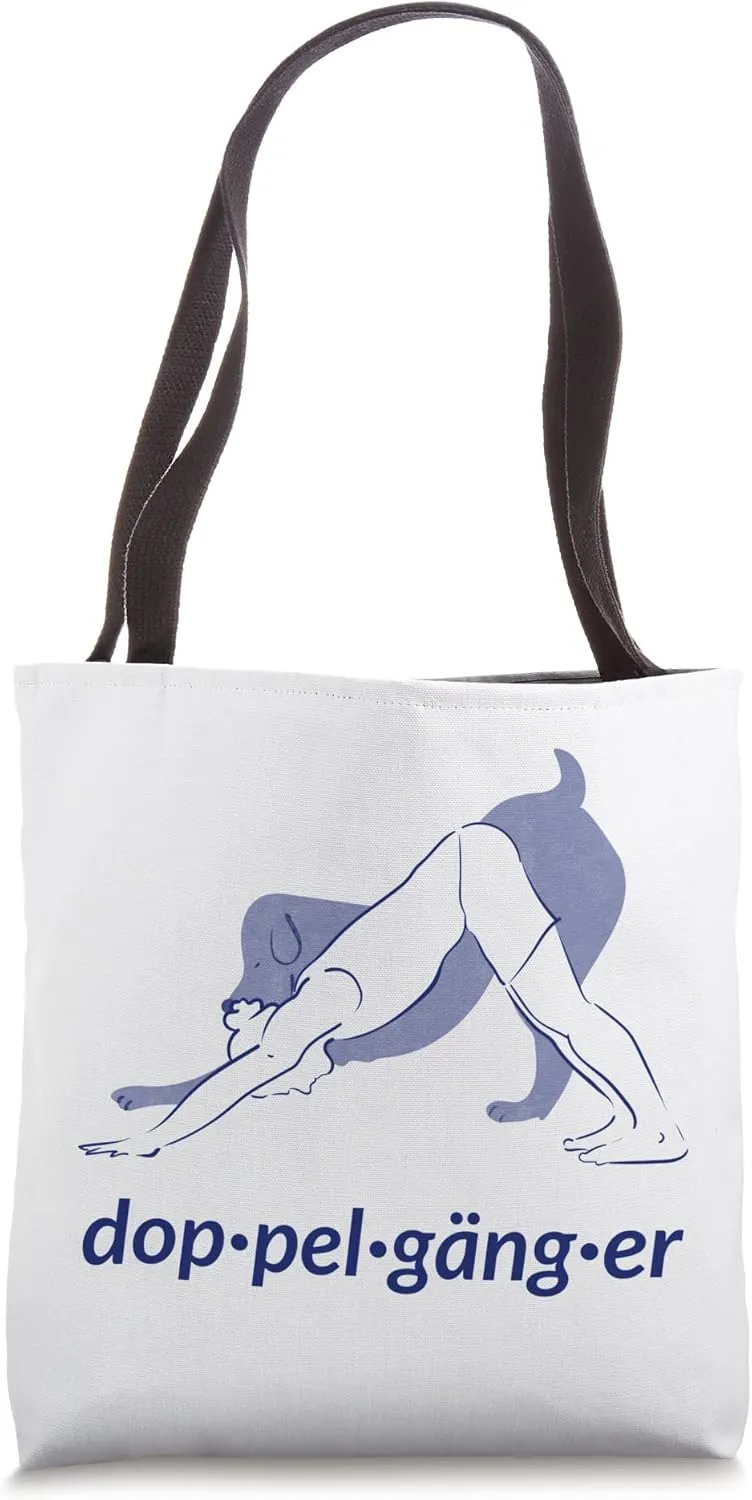 Funny Doppelganger Yoga Downward Dog Pose Spirit Animal Tote Bag