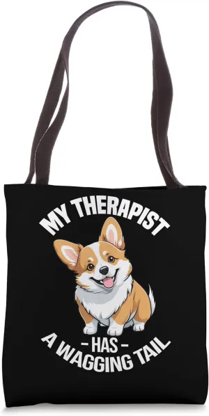 Funny Therapy Service Dog Corgi Tote Bag