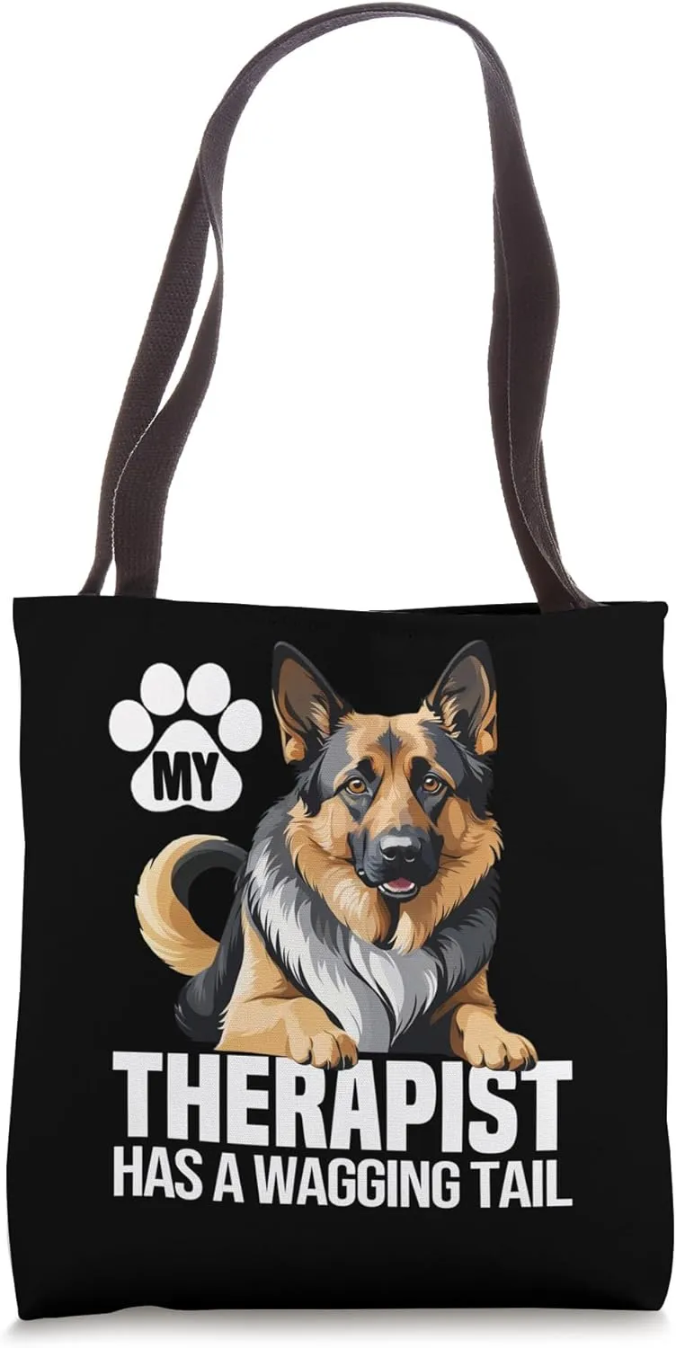 Funny Therapy Service Dog German Shepherd Tote Bag