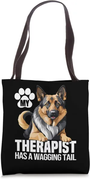 Funny Therapy Service Dog German Shepherd Tote Bag