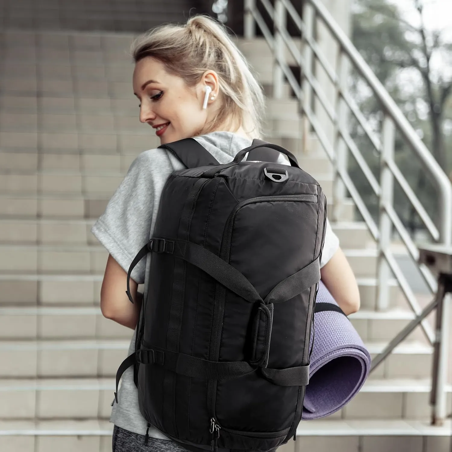 G4Free Gym Bag for Women Men 45L Duffle Backpack with Shoe Compartment Water Resistant Travel Weekender Bag
