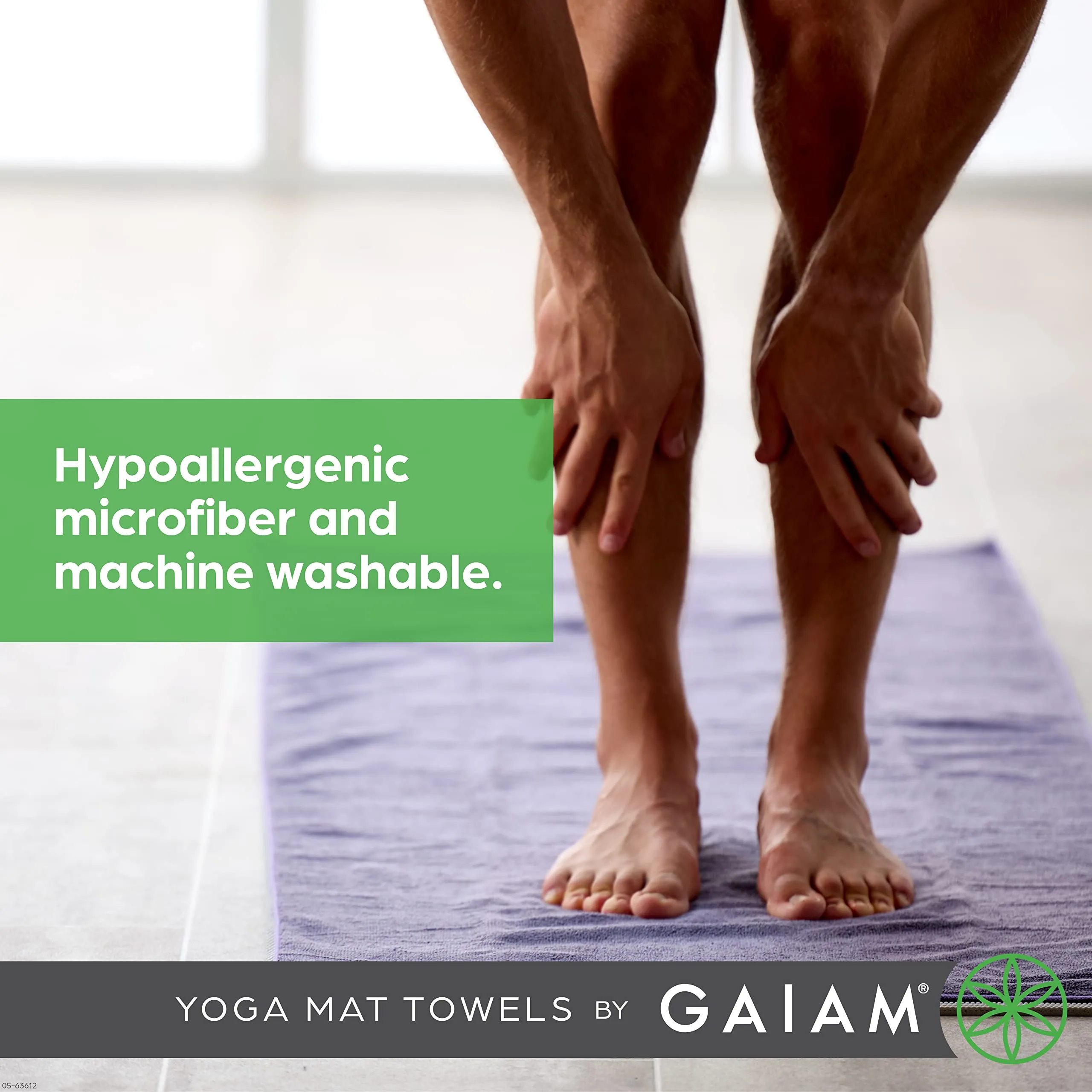 Gaiam Yoga Mat Towel Microfiber Mat-Sized Yoga Towel for Hot Yoga (68" L x 24" W), Heron Lilac