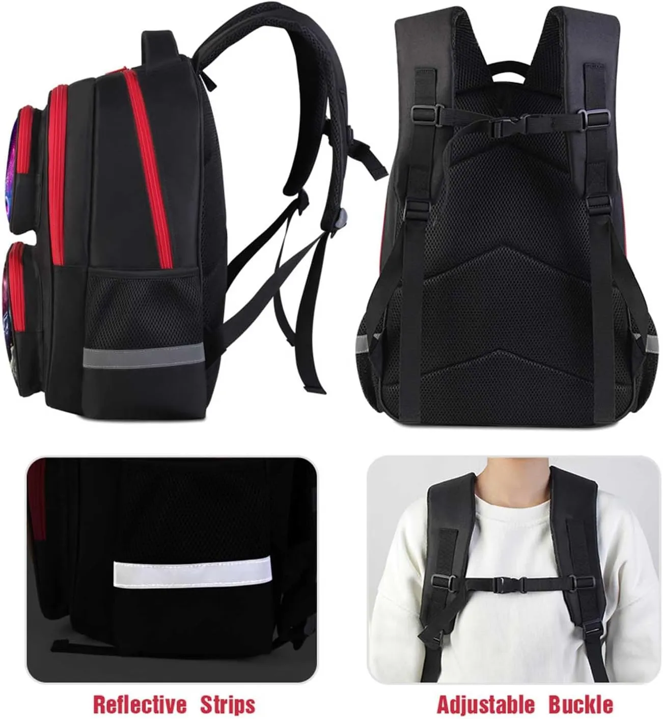 Galaxy Music Backpack for Boys and Girls, 17" Kids School Bag with Space and Musical Notes Design, Adjustable Straps Bookbag for Elementary and Middle School, Ages 6–18