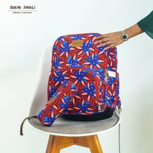 Garden Flower Corduroy Fabric Double Chamber Backpack