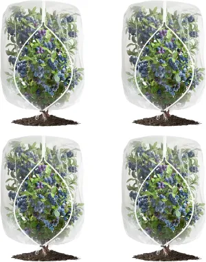 Garden Netting Pest Barrier 4 Pack 2.62x3.94 Ft Tomato Tree Protective Cover Net Bird Netting Mesh Netting for Plant Fruits Blueberry Bushes Protection Netting Covers Bags with Zipper and Drawstring