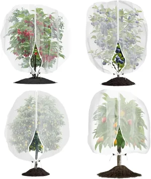Garden Netting Pest Barrier 4 Pack 3.28x4.59 Ft Tomato Tree Protective Cover Net Bird Netting Mesh Netting for Plant Fruits Blueberry Bushes Protection Netting Covers Bags with Zipper and Drawstring