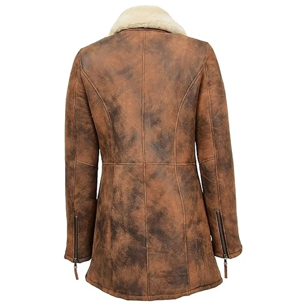 Genuine Sheepskin Duffle Coat For Women