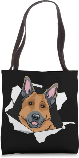 German Shepherd Dog Breakthrough Cute Dog Animal Lover Tote Bag