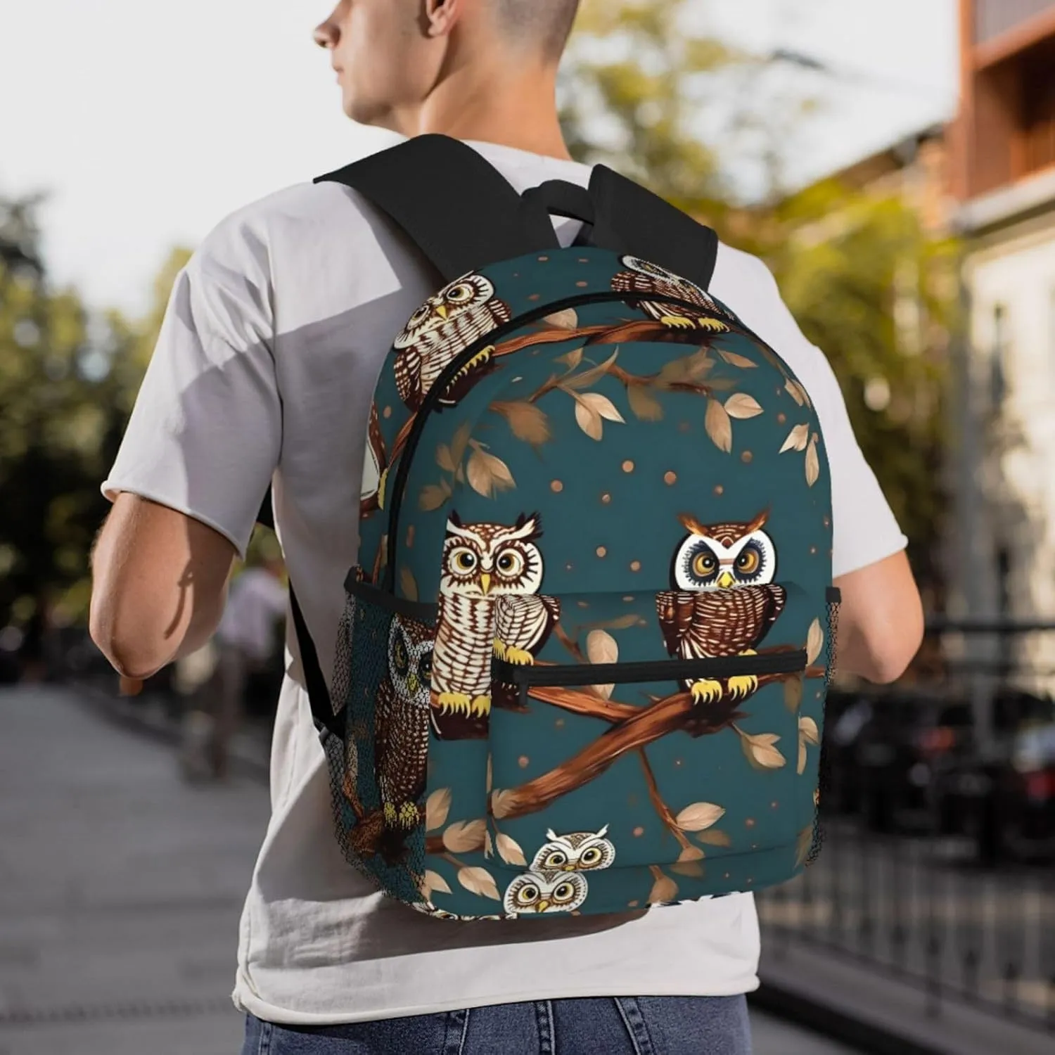 GeRRiT Owls On Tree Branches Print Casual Backpack For Women, Travel Daypack,Waterproof Gym Backpack For Men Book Bags, SB-122