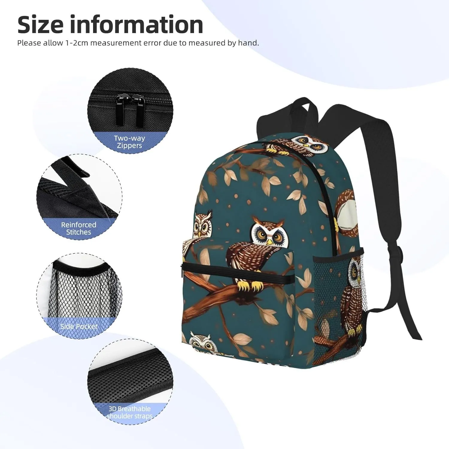 GeRRiT Owls On Tree Branches Print Casual Backpack For Women, Travel Daypack,Waterproof Gym Backpack For Men Book Bags, SB-122