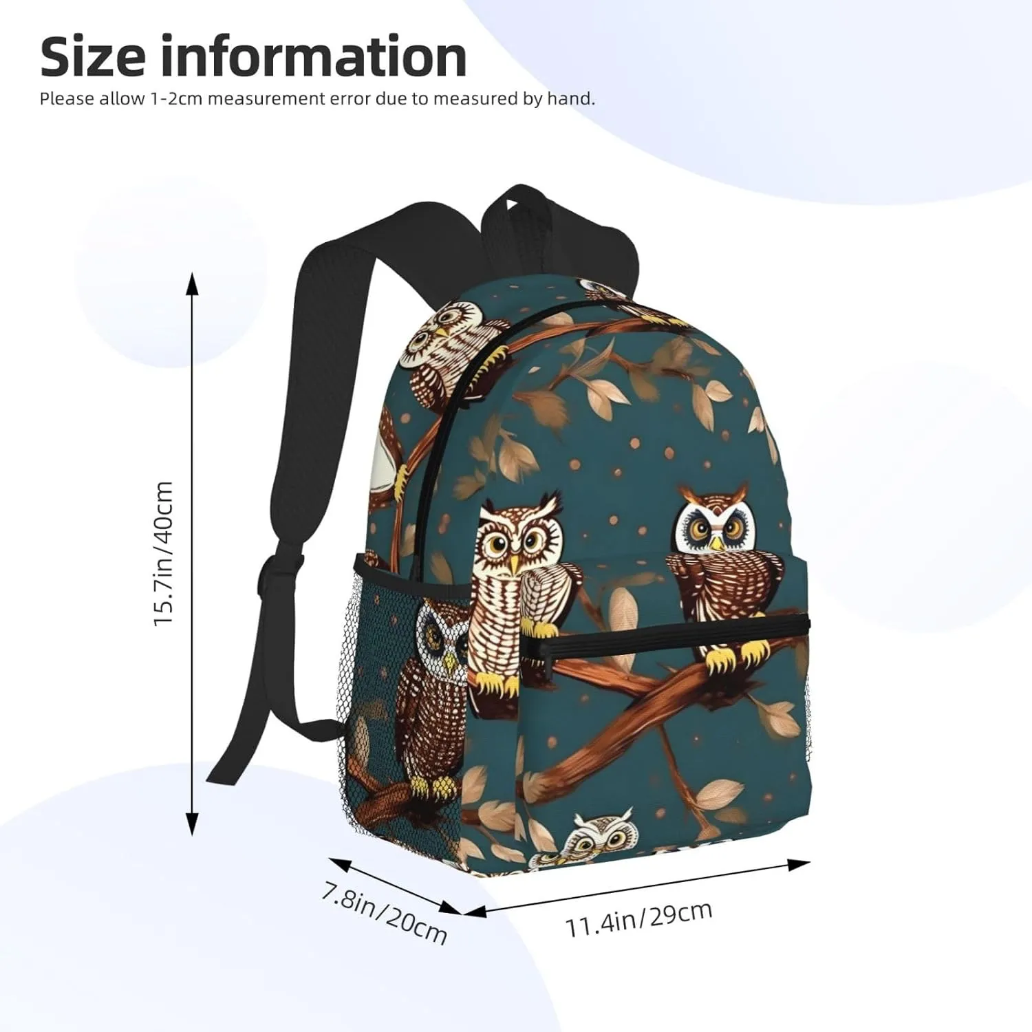 GeRRiT Owls On Tree Branches Print Casual Backpack For Women, Travel Daypack,Waterproof Gym Backpack For Men Book Bags, SB-122