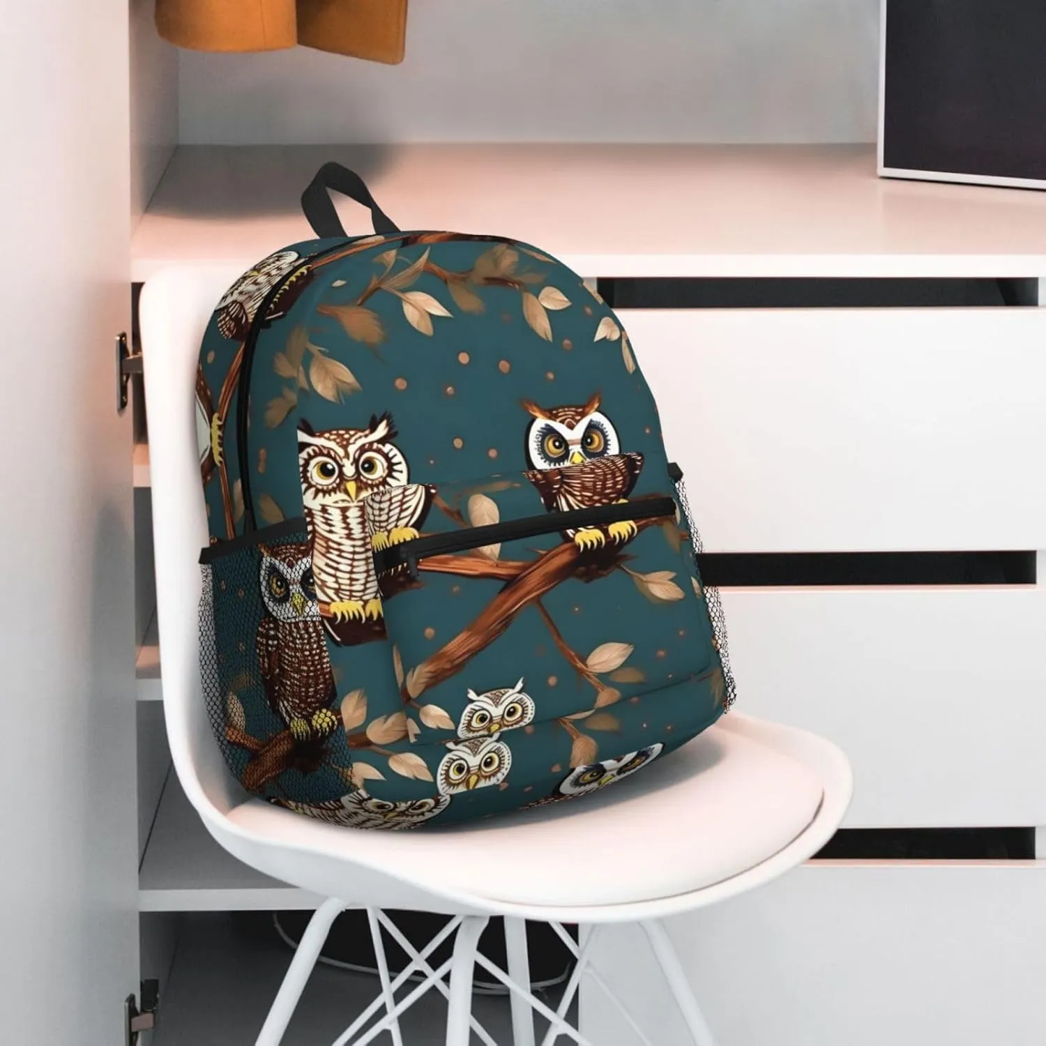 GeRRiT Owls On Tree Branches Print Casual Backpack For Women, Travel Daypack,Waterproof Gym Backpack For Men Book Bags, SB-122