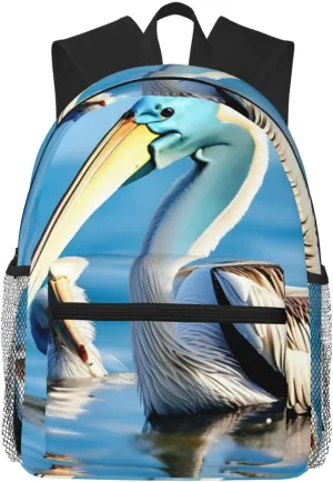 GeRRiT Pelican Bird Blue Sea Sky Print Casual Backpack For Women, Travel Daypack,Waterproof Gym Backpack For Men Book Bags, SB-122