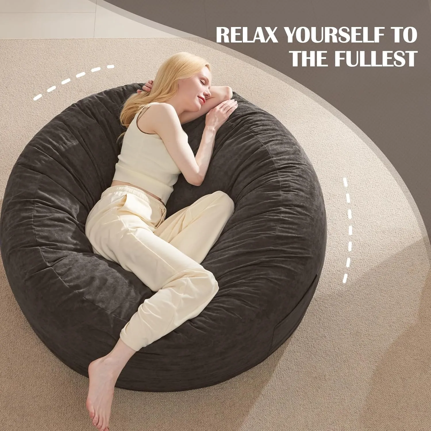 Giant Bean Bag Chair for Adults - 4 in 1 Convertible Beanbag Chairs Folds from Lazy Chair to Floor Mattress, Big Bean Bags for Teens, High-Density Foam Filling, Machine Washable