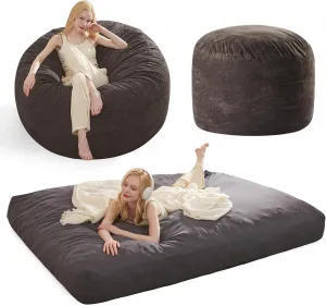 Giant Bean Bag Chair for Adults - 4 in 1 Convertible Beanbag Chairs Folds from Lazy Chair to Floor Mattress, Big Bean Bags for Teens, High-Density Foam Filling, Machine Washable