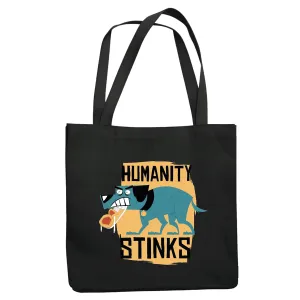 Gift for Animal Lovers Humanity Stinks Blue Dog Illustration Navy Black Multicolor Canvas Tote Bag