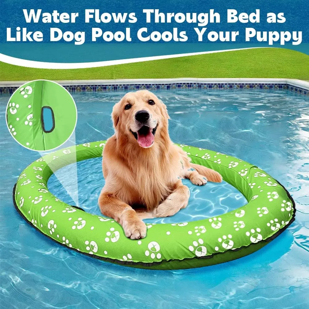 Ginkago Inflatable Pool Floats for Dogs Pet Swimming Pool Floating Row Bed Paddle Paws Floaties Doggy Puppy Pool Float for Summer Green
