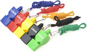 GOGO Custom Whistles with Lanyard Set of 100, Personalized Coach Whistle Plastic Pea-Less Whistle for Sports Coach Referee