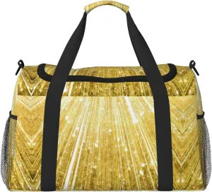 Gold Bling print Large Canvas Travel Duffel Bag Weekender Bags for Women Overnight Bag Carry On Tote Bag